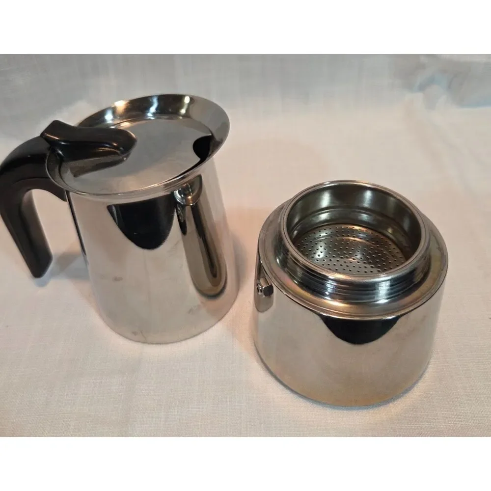 Vintage Italian Stainless Steel Stovetop Espresso Maker Moka Pot 18/10